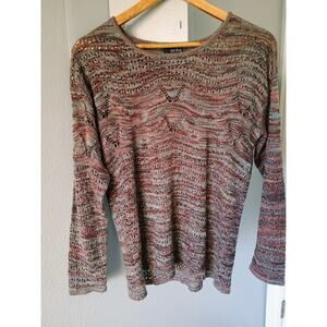 Erika Earthy Brown Knit semisheer lightweight indie Boho  OpenWeave forest fairy